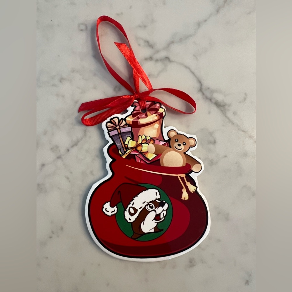 New Buc-ee's Christmas Flat Ceramic Ornaments Bucees Santa Sack